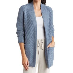 Barefoot Dreams Cozy Open-Front Blue Cardigan